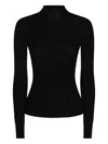 Twinset Fitted Ribbed Knit Sweater With High Neckline In Black