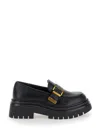 Twinset Twin-set Black Loafers With Platform And Logo In Leather In Black