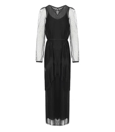 TWINSET BLACK LONG PLEATED DRESS