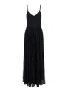 Twinset Black Long Sleeveless Dress With V Neck In Black