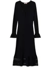 Twinset Black Midi Dress With V-neck In Black