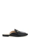 Twinset Black Mules With Logo Plaque On The Front In Leather Woman In Black