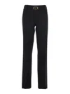 Twinset Black Pants With Belt With Buckle And Belt Loops In Viscose Blend Stretch Woman In Black