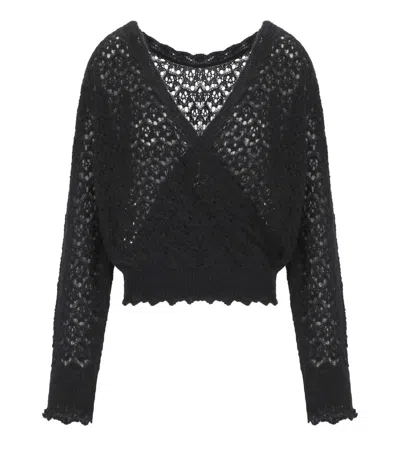TWINSET BLACK PERFORATED SWEATER