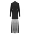 Twinset Black Plumetis Long Dress In Black