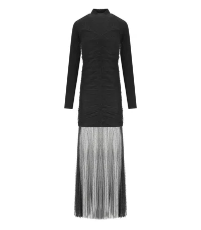 TWINSET TWINSET BLACK PLUMETIS LONG DRESS