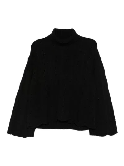 Twinset Black Pointelle Knit Sweater