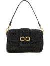 Twinset Black Rectangular Textured Shoulder Bag In Black