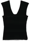 Twinset Twin-set Fitted Black Top With Lace Detailing In Black