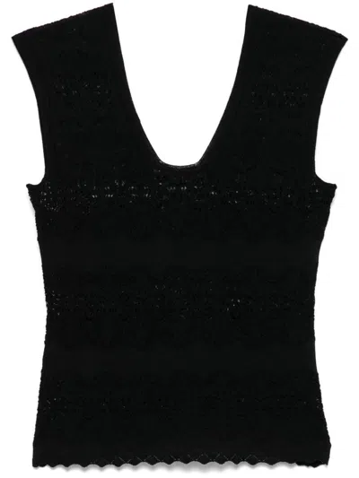 TWINSET TWINSET BLACK SEMI-PERFORED TOP