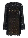 Twinset Black Short Dress With Bell Sleeves In Wool Blend Woman In Black