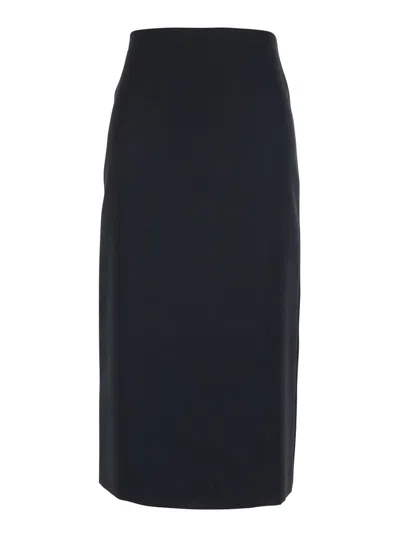 Twinset Black Skirt With Rear Concealed Zip Closure And Logo Plaque On The Rear In Fabric Woman