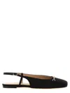 Twinset Black Ballet Shoes With Square Toe And Logo Plaque On The Front In Tech Fabric Woman In Black