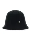 Twinset Black Solid Logo Bucket Hat In Black
