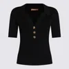 Twinset Fitted Black Short-sleeve Top With Classic Collar In Black