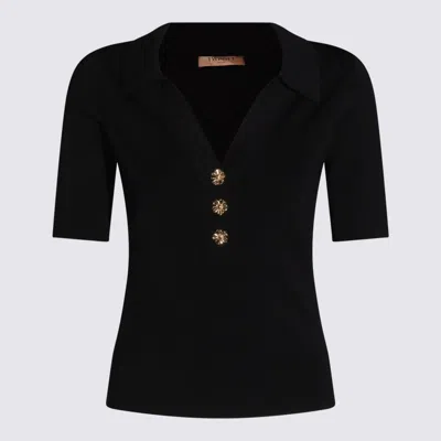 TWINSET BLACK VISCOSE POLO SHIRT