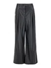 Twinset Twin-set Black Pants With Elastic Waistband And Logo In Eco Leather In Black
