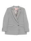 Twinset Double-breasted Pinstripe Blazer With Structured Shoulders In Gray