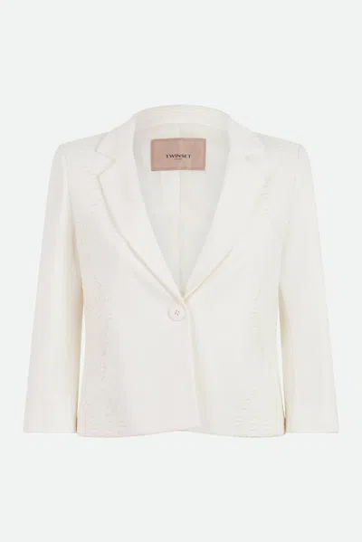 Twinset Blazer Bianco In Beige