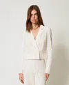 Twinset Blazer Boxy En Dentelle Florale In White