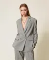 Twinset Blazer Couture En Laine Mélangée In Gray