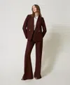 Twinset Blazer Croisé En Lin Mélangé In Burgundy