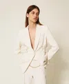 Twinset Blazer En Crêpe Cady Avec Lacets In Metallic