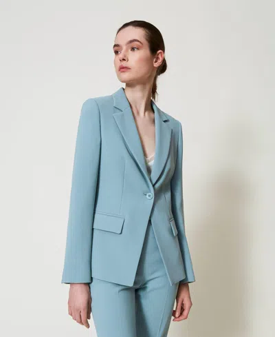 Twinset Blazer En Crêpe Fluide In Blue