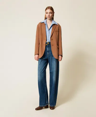 Twinset Blazer En Drap Double In Brown