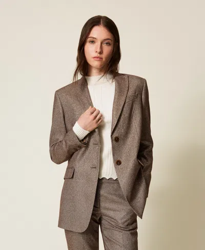 TWINSET BLAZER EN LAINE MÉLANGÉE AVEC LUREX