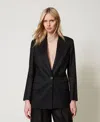 Twinset Blazer En Ramie In Black