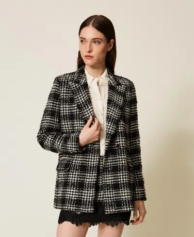 Twinset Blazer En Tissu Bouclé À Carreaux In Multi