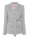 Twinset Belted Blazer In Grey