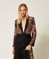 Twinset Paisley-print Belted Blazer In Black