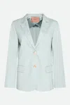 Twinset Blazer Misto Lino Agave In Azzurro