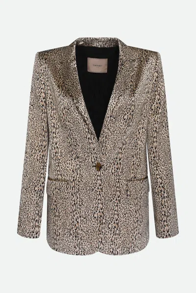 Twinset Woman Blazer Beige Size 6 Polyester In Marrone
