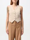 Twinset Lurex Pinstripe Waistcoat In Beige