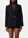 Twinset Check Pattern Bouclé Blazer In Schwarz