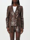 Twinset Lizard-skin Effect Faux Leather Blazer In Braun