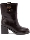 Twinset Twin-set Polished Leather Boots With Refined Heelsilhouette In Brown