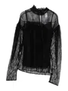 Twinset Long-sleeved Black Lace Overlay Top In Black