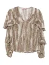 Twinset Animal Print Blouse With Ruffled Sleeves In Brown