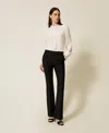 Twinset Blouse En Crêpe De Chine De Soie Mélangée In Multi