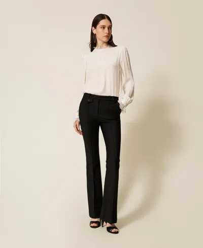 Twinset Blouse En Crêpe De Chine De Soie Mélangée In Multi