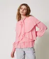 Twinset Flounce-design Blouse In Pink