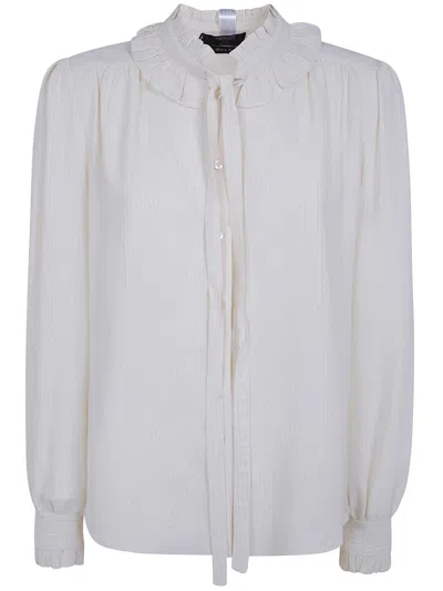 Twinset Blouse High Neck "high Neck Blouse With Bow Detail" In White