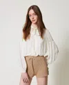 Twinset Striped Jacquard Blouse In White