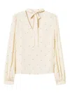 Twinset Lurex Polka Dot Embroidered Blouse In Neutral