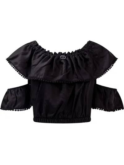 Twinset Kids' Blouse With Ruffle In Black