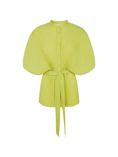 Twinset Pleated Tie-fastened Top In Green
